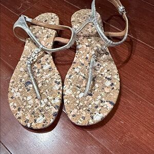 Tory Burch Metallic Silver Sandals